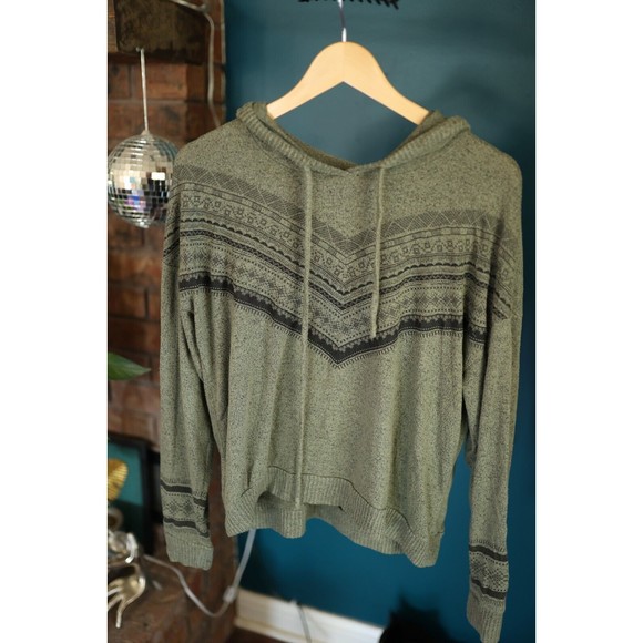 No Frills Womens Long Sleeve Soft Olive Green Drawstring Hoodie Size XL - Picture 1 of 9